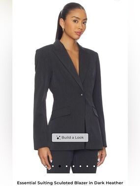 Good American Essential Suiting Sculpted Blazer In Dark Heather Gray